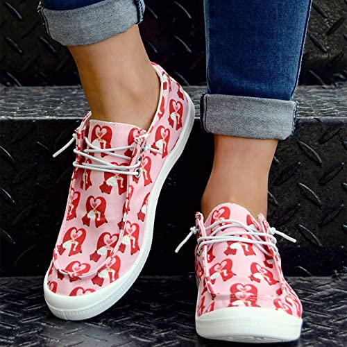 Women Shoes Casual Valentine Day Love Printing Sports Shoes Canvas Fashion Casual Shoes Comfort Shoes for Women Casual Hot Pink