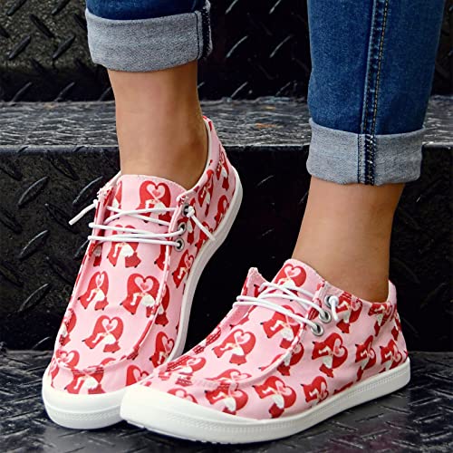 Women Shoes Casual Valentine Day Love Printing Sports Shoes Canvas Fashion Casual Shoes Comfort Shoes for Women Casual Hot Pink