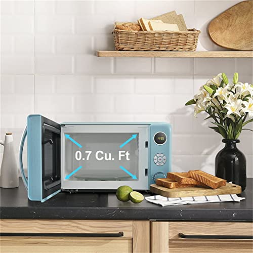 Countertop Microwave Ovens 0.7 Cu. ft. Retro Microwave Oven with Removable Glass Turntable, 700 W, Blue