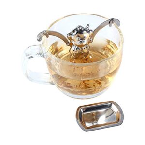 cute stainless steel loose tea leaf infuser ball strainer filter diffuser herbal spice monkey