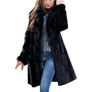 hindola womens faux fur parka coats women fuzzy fleece lapel winter warm overcoat long cardigan jackets outwear