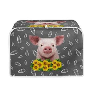 fuibeng cute pig with sunflower toaster covers 2 slice fingerprint and greasy protection break maker cover washable kitchen appliance organizer bag for most standard toasters -s