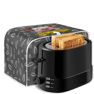 FUIBENG Cute Pig With Sunflower Toaster Covers 2 Slice Fingerprint And Greasy Protection Break Maker Cover Washable Kitchen Appliance Organizer Bag for Most Standard Toasters -S