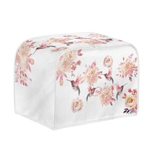 jiueut hummingbird and flower print toaster cover 2 slice wide slot,kitchen small appliance covers,small toaster microwave oven dust cover,pink