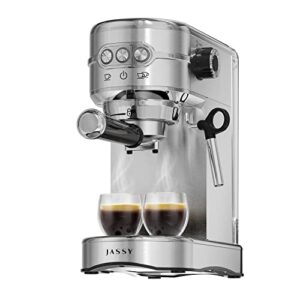 jassy espresso machine latte makers 20 bar cappuccino machines with milk frother for espresso/cappuccino/latte for home brewing with 35 oz removable water tank/full stainless steel /1450w