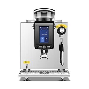 XBROOM Commercial Espresso Machine Stainless Steel Touch Automatic With Quiet Grinder Dual Boiler Water Supply Line (Size : EU)