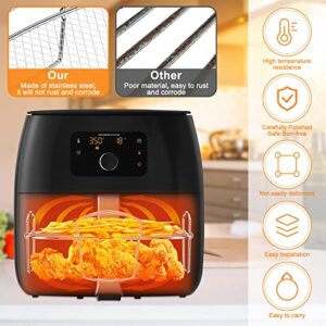 Eummy - 2Pcs Air Fryer Cooking Accessory Kit 8Inch Stainless Steel Air Fryer Rack Reversible Rack and Non-Stick Baking Pan Universal Air Fryer Accessories Dishwasher Safe for Dual Basket Air Fryer