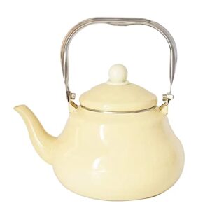 mipods enamel tea kettle for stovetop, 1.5l enamel teapot coffee pot with metal anti-scald handle, hot water kettle pot for kitchen gas stove top