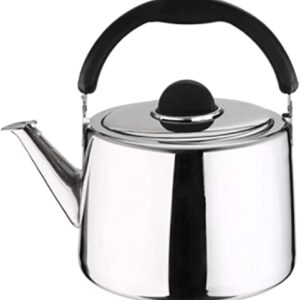 Whistle Tea Kettle Silver Teapot, with Food Grade Stainless Steel and Curved Heat-Resistant Handle, Suitable for Stove Top (Size : 5L)