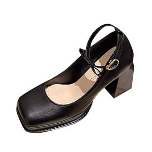 women casual shoes fashion square toe high heel thick heel square heel comfortable simple spring new pattern shoes size 8 womens shoes casual black