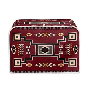 salabomia aztec bread toaster cover 4 slice red, washable bread toaster oven dustproof cover, small decorative bread maker cover, anti fingerprint toaster covers