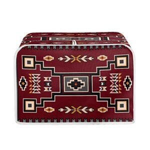 Salabomia Aztec Bread Toaster Cover 4 Slice Red, Washable Bread Toaster Oven Dustproof Cover, Small Decorative Bread Maker Cover, Anti Fingerprint Toaster Covers