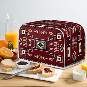 Salabomia Aztec Bread Toaster Cover 4 Slice Red, Washable Bread Toaster Oven Dustproof Cover, Small Decorative Bread Maker Cover, Anti Fingerprint Toaster Covers