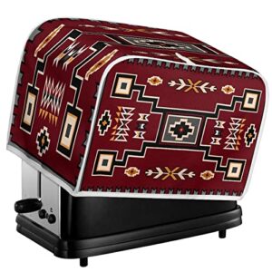 Salabomia Aztec Bread Toaster Cover 4 Slice Red, Washable Bread Toaster Oven Dustproof Cover, Small Decorative Bread Maker Cover, Anti Fingerprint Toaster Covers