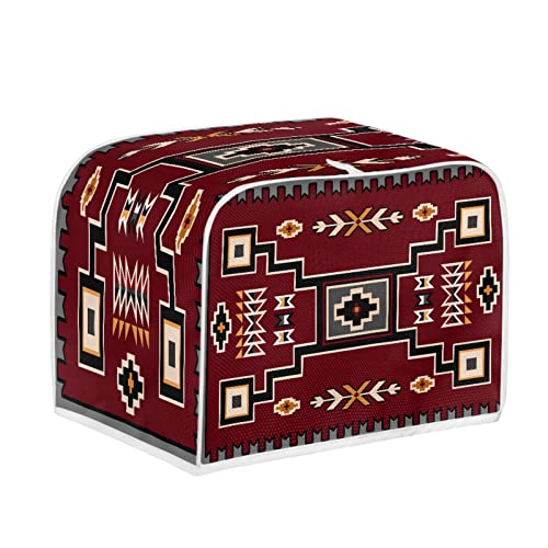 Salabomia Aztec Bread Toaster Cover 4 Slice Red, Washable Bread Toaster Oven Dustproof Cover, Small Decorative Bread Maker Cover, Anti Fingerprint Toaster Covers