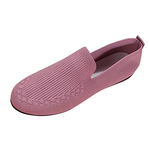 Ladies Fashion Solid Color Breathable Knitting Comfortable Flat Casual Shoes Business Wedges Women Pink