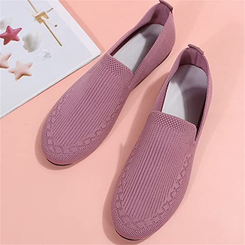 Ladies Fashion Solid Color Breathable Knitting Comfortable Flat Casual Shoes Business Wedges Women Pink