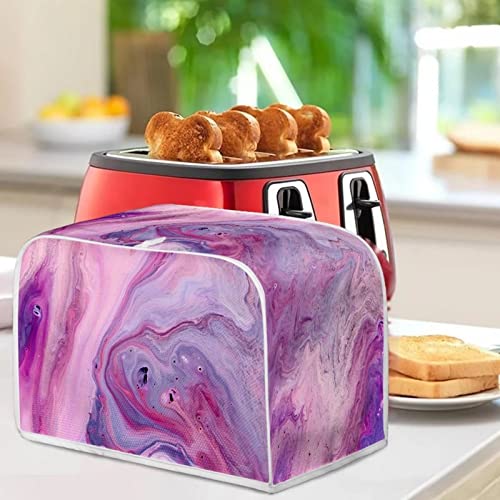 Baxinh Marble Toaster Cover 2 Slice Washable Appliance Decoration, Small Oven Bread Maker Dust Cover Universal Fit for Most Standard Toasters, Quilted Bakeware Protector, Pink