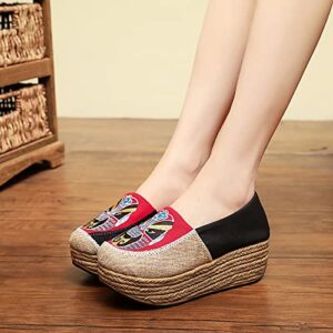 Casual Shoes Fashion Shoes for Women High Heeled Fashion Boots Silp On Dark Wedges Shoes for Women Red