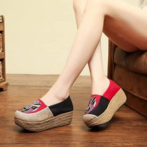 Casual Shoes Fashion Shoes for Women High Heeled Fashion Boots Silp On Dark Wedges Shoes for Women Red
