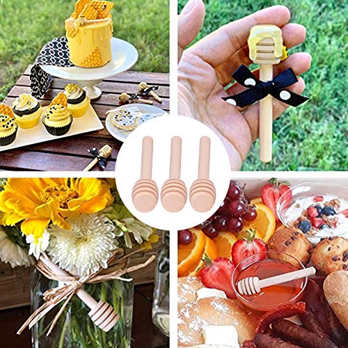 50PCS 8CM Wooden Honey Mixing Stirrer,Honey Dipper Sticks Honey Comb Stick Spoon Collecting Dispensing Drizzling Jam Wedding Party Favors Gift