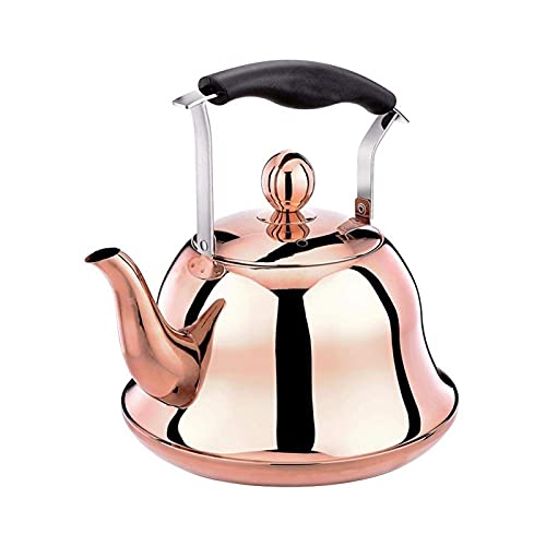 Rose Gold Whistle Tea Kettle for Stove Top Stainless Steel Kettle, Tea Kettle with Heat-Resistant Handle, (Size : 5L)