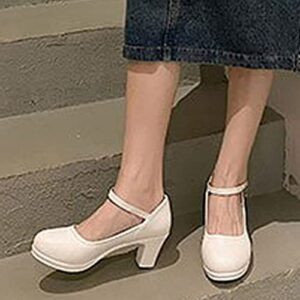 Buckle Casual Thick High Shoe Work Strap Platform Women Heel Pumps Womens Rhinestone Casual Shoes Size 9 Womens Shoes Casual White