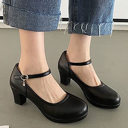 Buckle Casual Thick High Shoe Work Strap Platform Women Heel Pumps Womens Rhinestone Casual Shoes Target Sandals Women Black