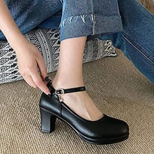 Buckle Casual Thick High Shoe Work Strap Platform Women Heel Pumps Womens Rhinestone Casual Shoes Target Sandals Women Black