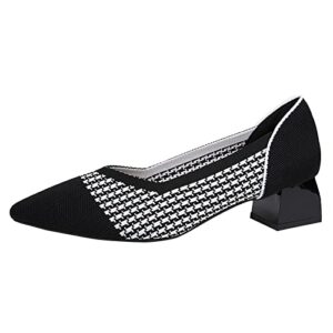 women casual shoes fashion new spring summer pointed breathable comfortable thick heel square heel casual shoes for women 7 white
