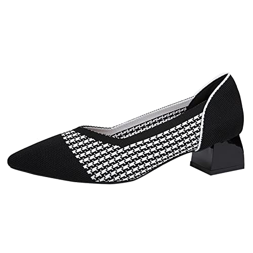 Women Casual Shoes Fashion New Spring Summer Pointed Breathable Comfortable Thick Heel Square Heel Casual Shoes for Women 7 White