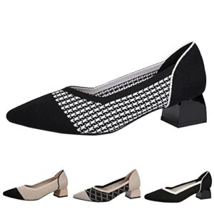 Women Casual Shoes Fashion New Spring Summer Pointed Breathable Comfortable Thick Heel Square Heel Casual Shoes for Women 7 White