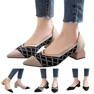 Women Casual Shoes Fashion New Spring Summer Pointed Breathable Comfortable Thick Heel Square Heel Casual Shoes for Women 7 White