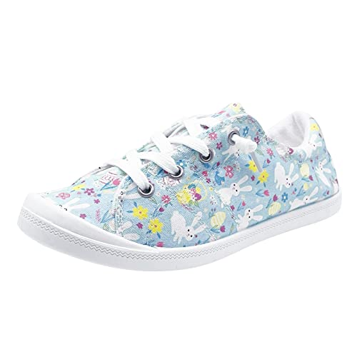 Women Shoes Fashion Floral Casual Shoes Flat Soft Soles Wear Casual Shoes Casual Shoes for Women Size 9 Sky Blue