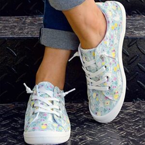 Women Shoes Fashion Floral Casual Shoes Flat Soft Soles Wear Casual Shoes Casual Shoes for Women Size 9 Sky Blue