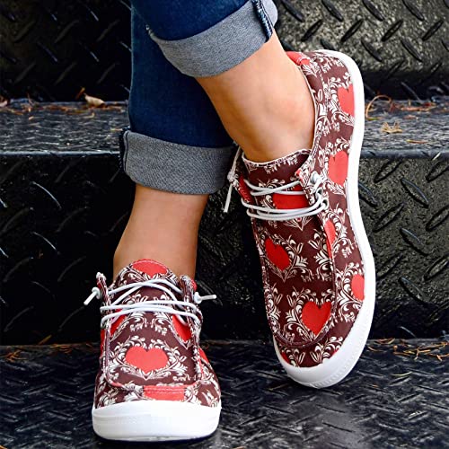 Women Shoes Casual Valentine Day Love Printing Sports Shoes Canvas Fashion Casual Shoes Casual Sandal for Women Red