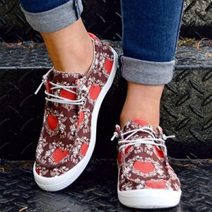 Women Shoes Casual Valentine Day Love Printing Sports Shoes Canvas Fashion Casual Shoes Casual Sandal for Women Red