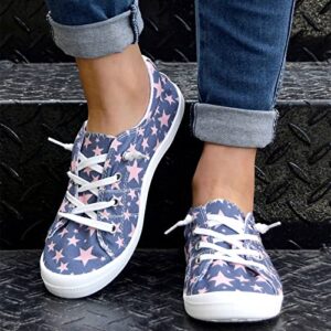 Women Shoes Casual Star Print Sports Shoes Canvas Fashion Casual Shoes Business Casual Shoes Women Wide Blue