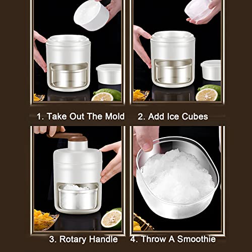 VUIOYRG Manual Ice Shaver, Ice Crusher Machine for Home, Mini Portable Ice Maker,with Ice Cube Trays (White,1PCS)