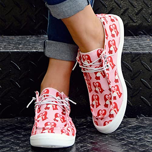Women Shoes Casual Valentine Day Love Printing Sports Shoes Canvas Fashion Casual Shoes Casual Dress Shoes for Women Size 8 Hot Pink