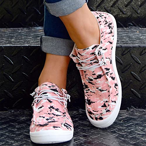 Women Shoes Casual Shoes Non Positioning Tie Dye Printing Sports Shoes Canvas Fashion Casual Shoes Women Shoes for Work Casual Heels Pink