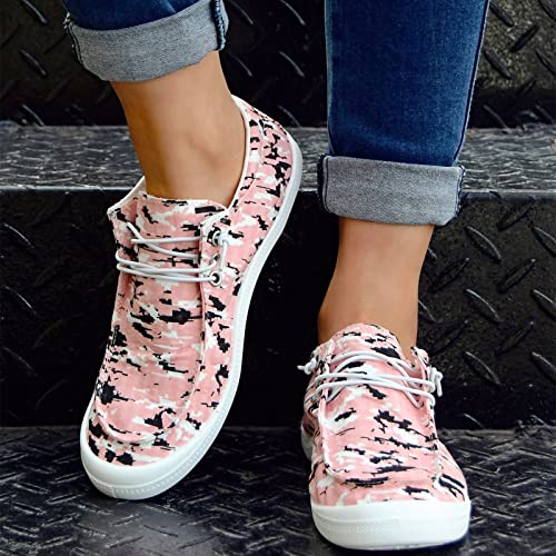 Women Shoes Casual Shoes Non Positioning Tie Dye Printing Sports Shoes Canvas Fashion Casual Shoes Women Shoes for Work Casual Heels Pink