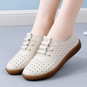 Women's Spring and Summer New Soft Sole Casual Comfortable Light Hollow Casual Shoes Flat Shoes for Women Comfortable Casual Beige