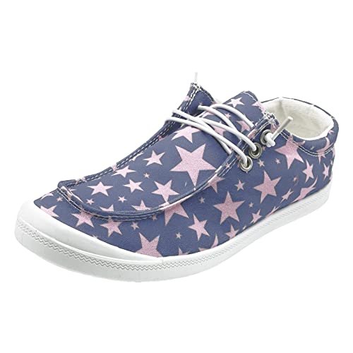 Women Shoes Casual Star Print Sports Shoes Canvas Fashion Casual Shoes Woman's Sandals Size 9 Blue