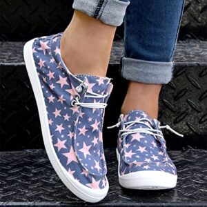 Women Shoes Casual Star Print Sports Shoes Canvas Fashion Casual Shoes Woman's Sandals Size 9 Blue