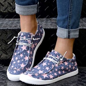 Women Shoes Casual Star Print Sports Shoes Canvas Fashion Casual Shoes Woman's Sandals Size 9 Blue