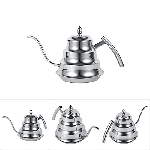 XPSSJMU 1.2L Pour Over Coffee Kettle Stainless Steel Gooseneck Tea Kettle for Drip Coffee French Press and Tea for Home Restaurant(Silver)