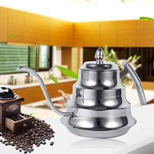 XPSSJMU 1.2L Pour Over Coffee Kettle Stainless Steel Gooseneck Tea Kettle for Drip Coffee French Press and Tea for Home Restaurant(Silver)