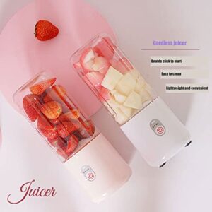 juicer blender small fruit juicer blender juice extractor Portable USB Rechargeable 500ml (Pink)