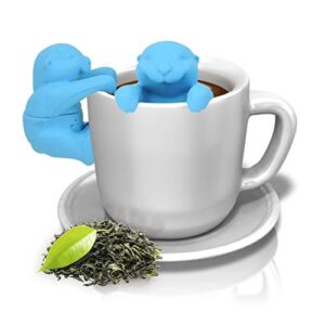 otter shaped tea filter,cute silicone tea strainer reusable tea infuser blue leaf strainer kitchen tools